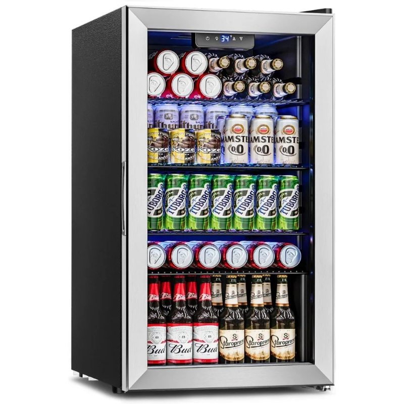Wine Beer Cooler Fridge - ตู้เย็นเครื่องดื่ม - ตู้เย็นขนาดเล็ก 126 กระป๋อง ประตูกระจก