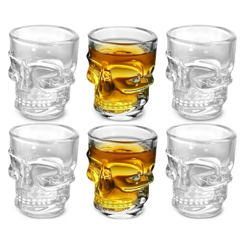 Whisky Beer And Wine - Sloki kaca ยิงหัวกะโหลก1/2ชิ้นสร้างสรรค์ทำจากคริสตัลใสวอดก้าวิสกี้เบียร์ถ้วยไวน์สำหรับงานปาร์ตี้บาร์ของขวัญฮาโลวีน