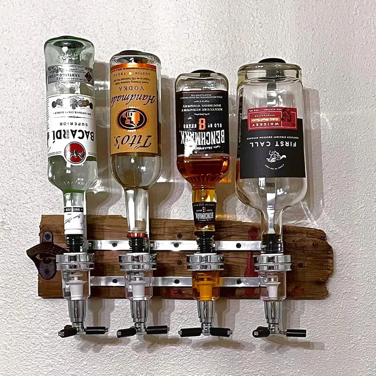 Whisky Beer And Wine - เครื่องจ่ายเครื่องดื่มแอลกอฮอล์แบบติดผนังและหมุนได้ สำหรับขวด 1-6 ขวด พร้อมขาตั้งสำหรับเชคเกอร์ค็อกเทล วิสกี้