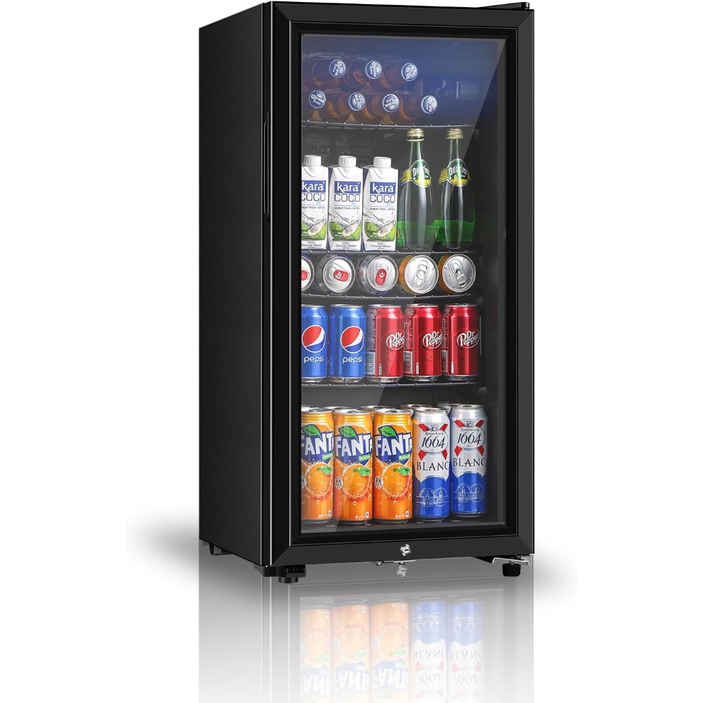 Wine Beer Cooler Fridge - ตู้เย็นเครื่องดื่ม, ตู้เย็นขนาดเล็กสามจุดสองคิวบิกฟุต, ตู้แช่เครื่องดื่มแบบประตูกระจกสองบานสำหรับโซดา เบียร์ ไวน์, ใช้ในบ้าน