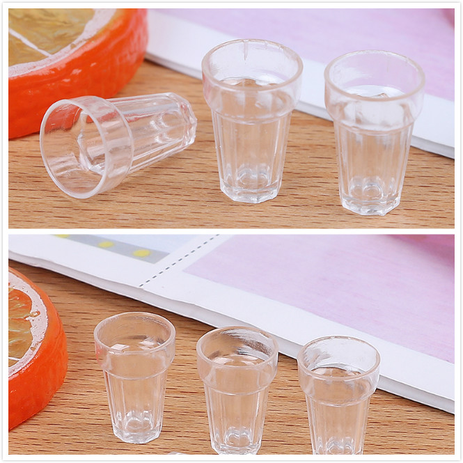 Wine Beer Glass Set - 4ชิ้น/เซ็ตเรซิ่นใสบ้านรุ่น Goblet Miniature Mini เบียร์ถ้วย Dollhouse